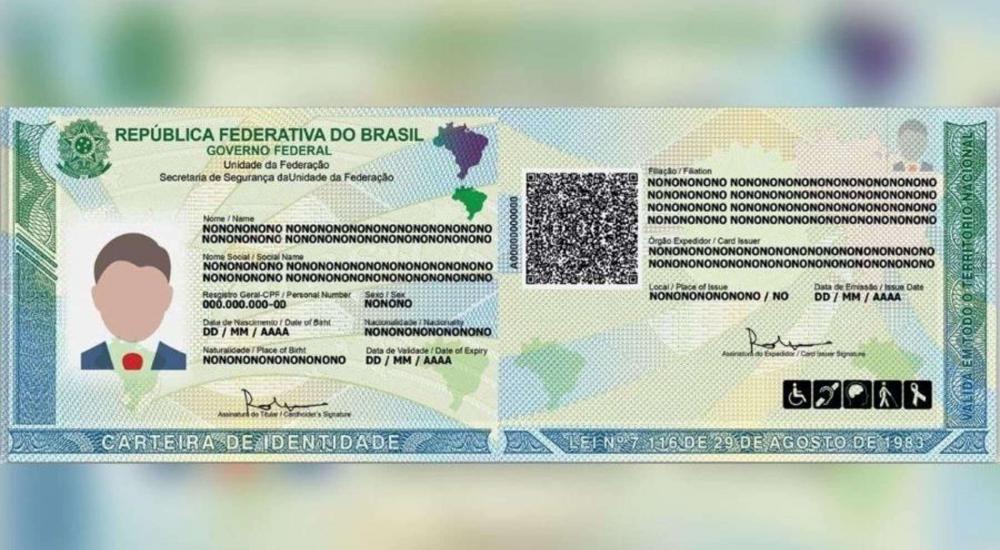 Modelo da nova CIN (Carteira de Identidade Nacional), que vai substituir RG (Imagem: Agência Brasil)