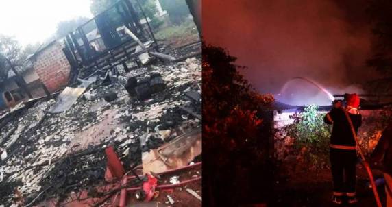 Bombeiros Voluntários combateram as chamas (Fotos: Ubirajara Dol dos Santos) 