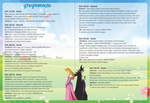 Programação completa da feira do livro de FW. (Foto: Divulgação)