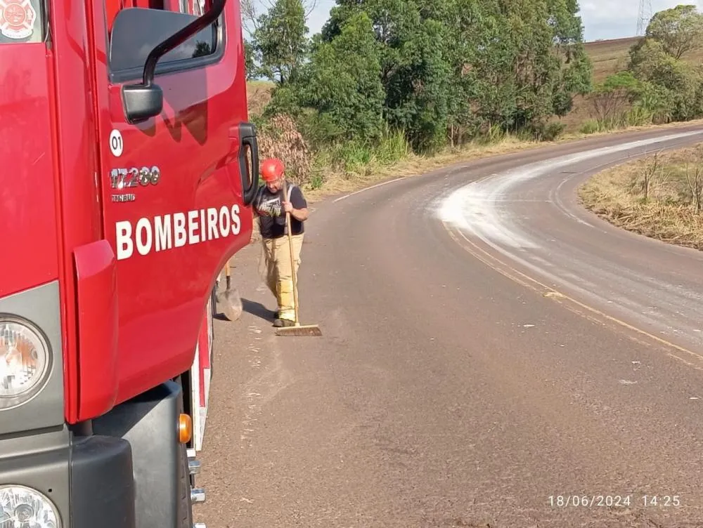 Trabalho de limpeza foi atendido pelos Bombeiros Voluntários (Foto: Divulgação/BV Tenente Portela)