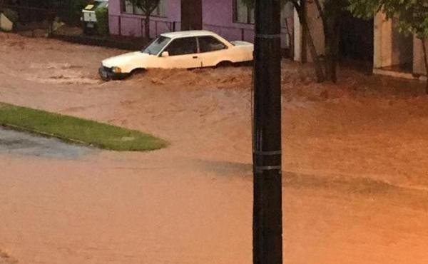 Município registrou 140 milímetros de chuva nesta madrugada (Foto: Marcos da Silva/Reprodução Rádio Seberi)