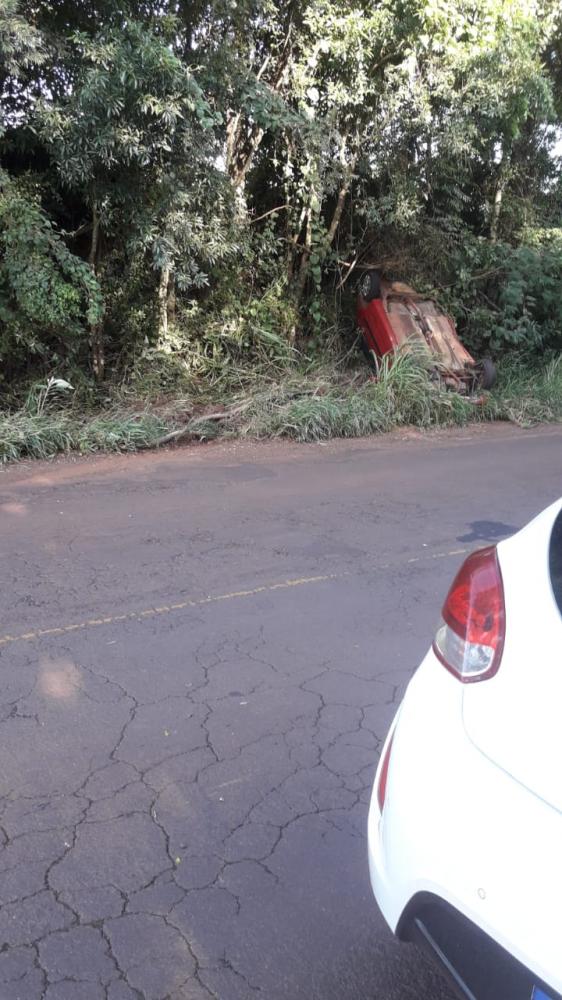 Veículo acabou capotando nas margens da rodovia (Foto: Observador Regional)