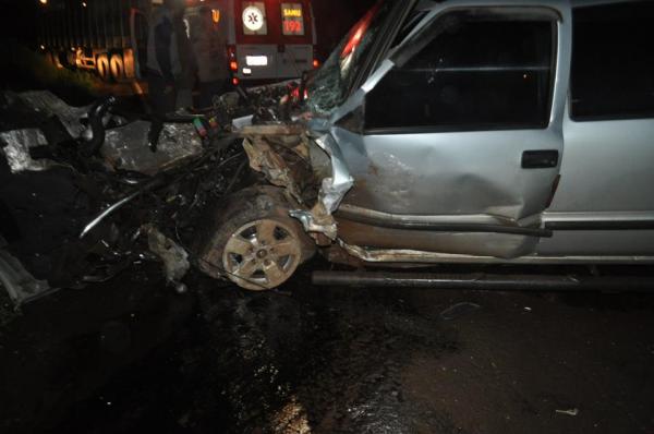 Colisão frontal na RST 472 em Tenente Portela que resultou na morte de dois motoristas (Foto: Cleiton Figueiredo)