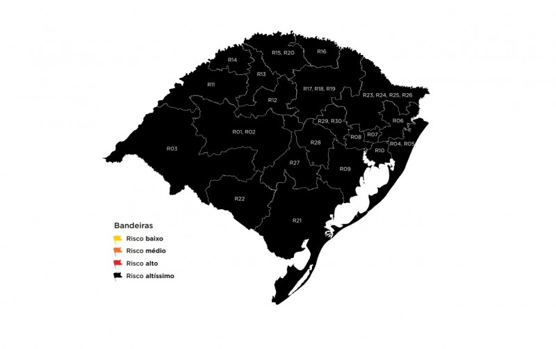 Mapa definitivo da 49ª rodada do modelo de distanciamento controlado (Arte: Divulgação/SECOM-RS)