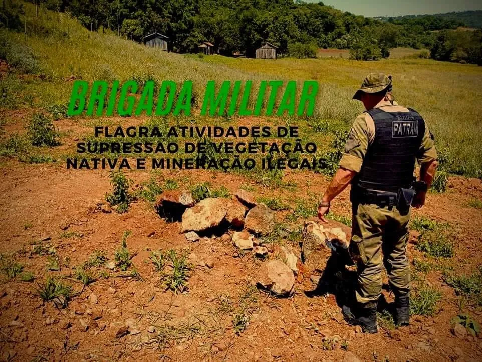 Agentes da Patram de Três Passos realizou vistoria em uma propriedade rural após receber denúncia anônima de atividades ilegais. (foto: Divulgação / 1ª Cia Independente Ambiental)