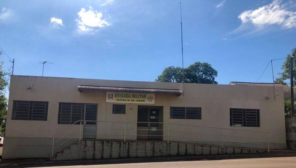 Pelotão da Brigada Militar em Coronel Bicaco (Foto: Diones Roberto Becker)