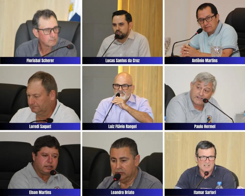 Os 9 vereadores da atual legislatura em Coronel Biacaco (Foto: Diones Roberto Becker)