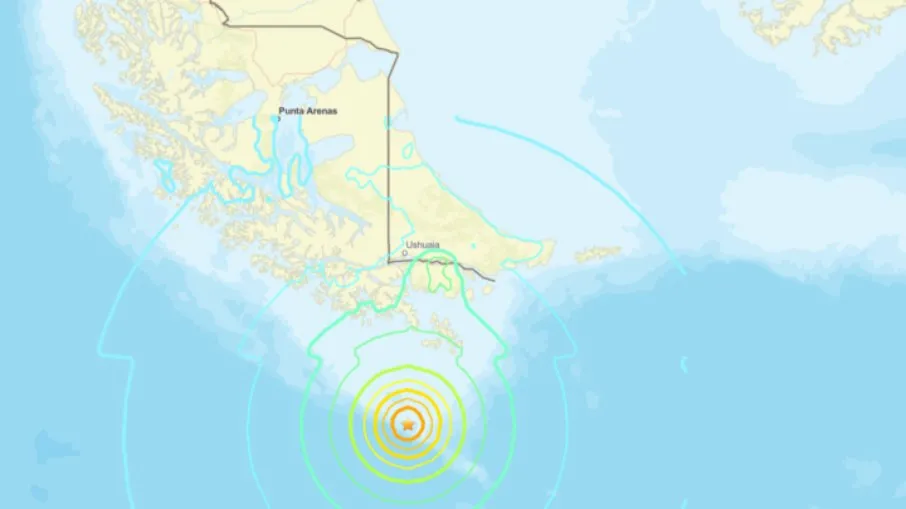 Terremoto no Chile e na Argentina. (Foto: Reprodução / USGS)