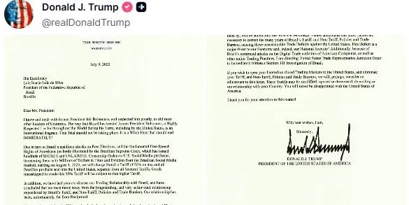 Medida foi anunciada nesta quarta-feira, 9. (Foto: Reprodução / Truth Social / Donald Trump)