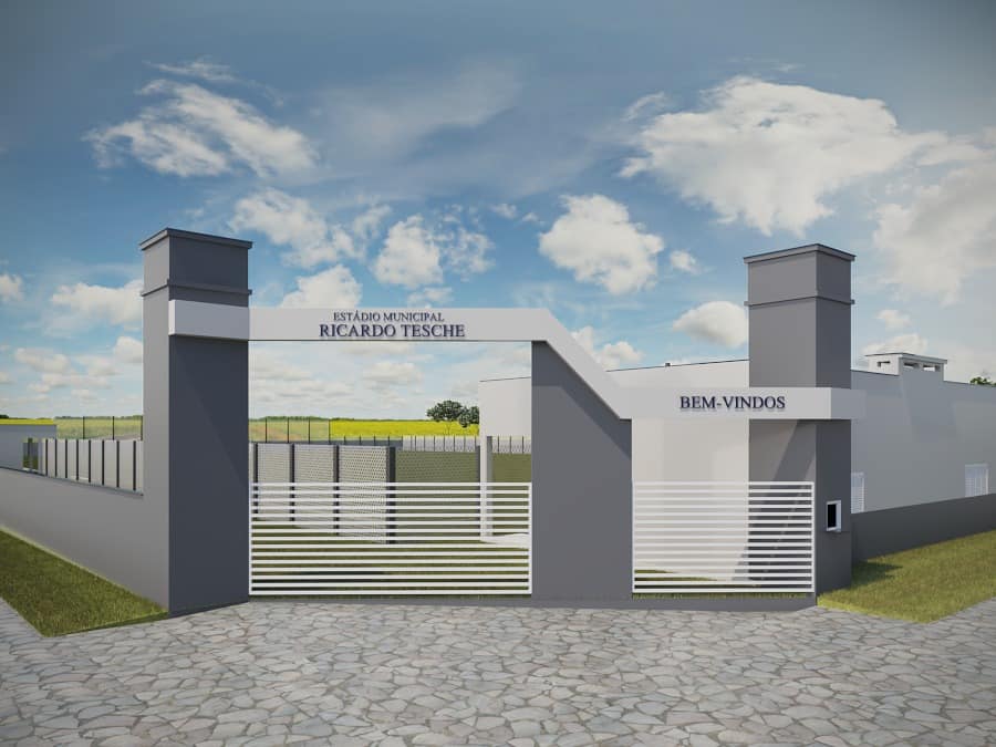 Nova fachada do Estádio Ricardo Tesche de Redentora (Foto: Divulgação/Reprodução)