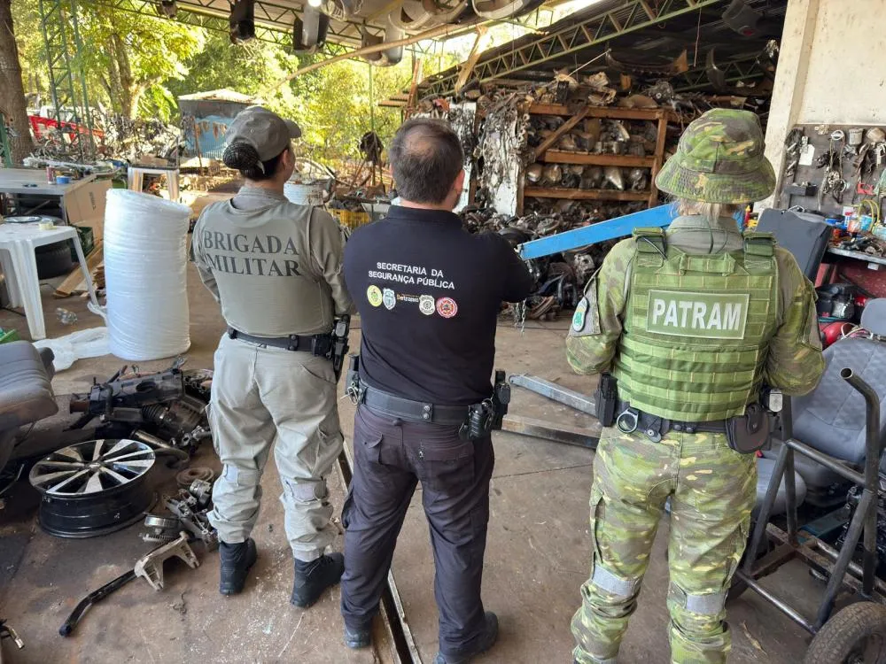 Forças de segurança realizam fiscalização em desmanches de veículos em Seberi