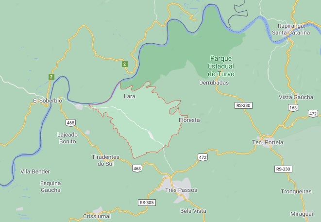 Alguns municípios da Região Celeiro fazem divisa com a Argentina (Foto: Reprodução/Google Maps)