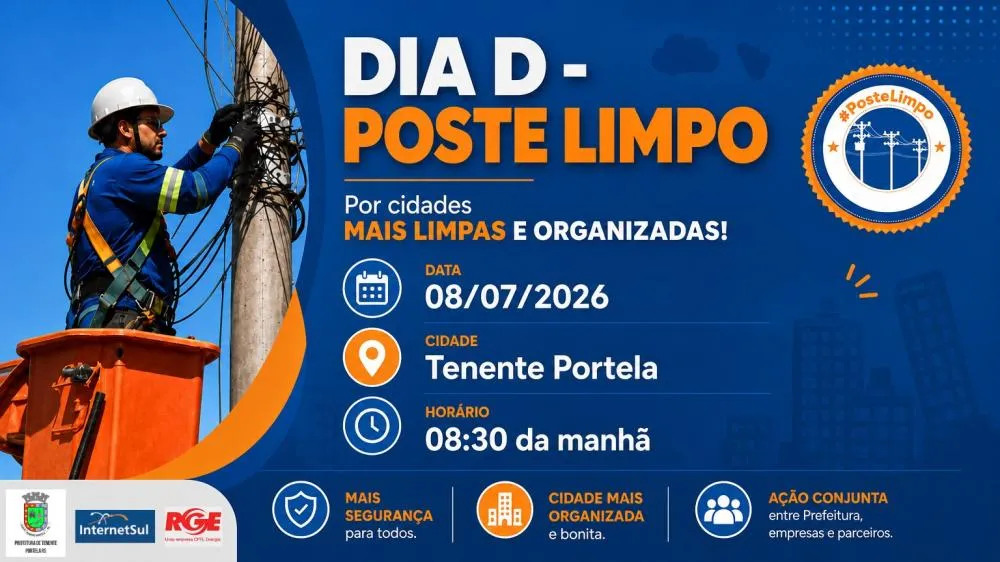 Mutirão Poste Limpo será realizado nesta quarta-feira em Tenente Portela