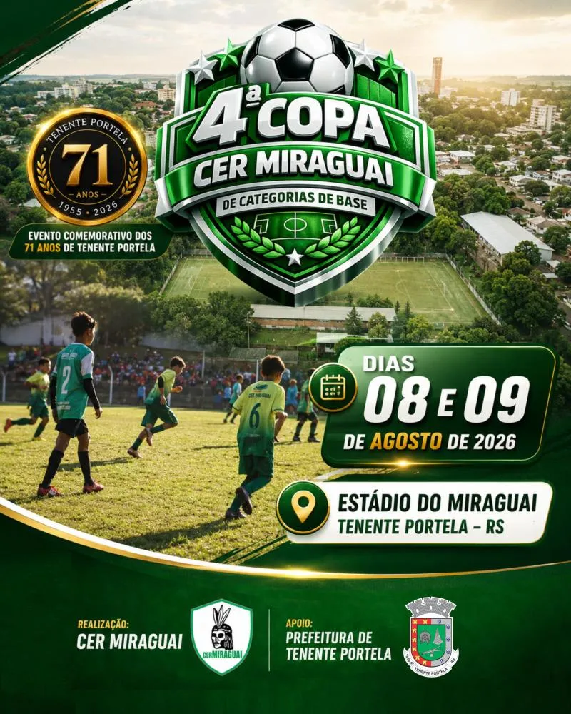 Tenente Portela recebe a 4ª Copa CER Miraguai de Base no sábado 08