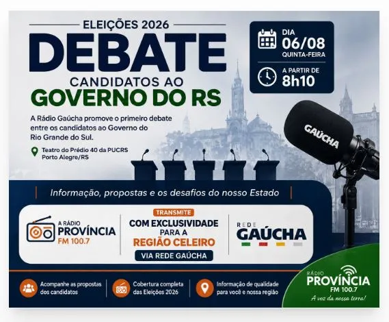 Rádio Província transmite com exclusividade na Região Celeiro debate entre candidatos ao Governo do RS