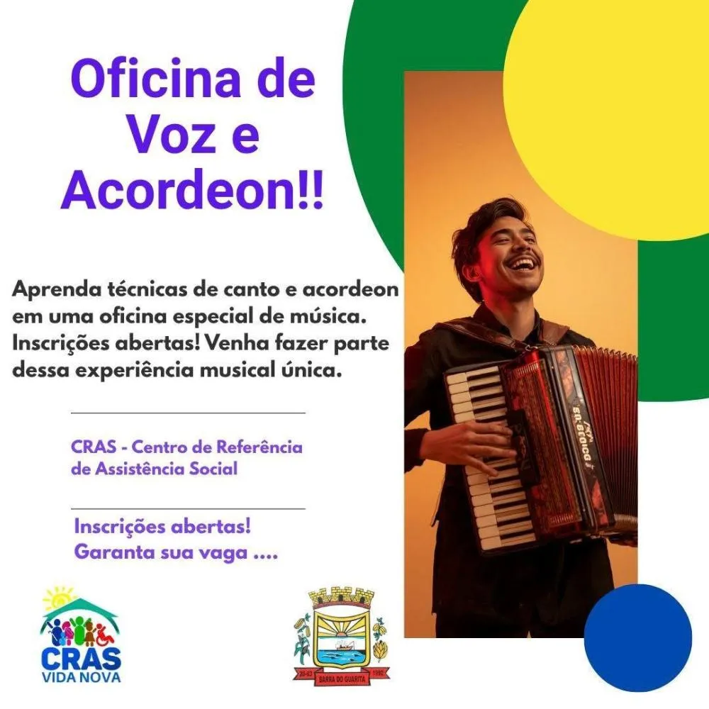 Aulas serão gratuitas e destinadas aos moradores interessados em desenvolver habilidades no canto e no acordeon (Foto: Divulgação | ASCOM Barra do Guarita)