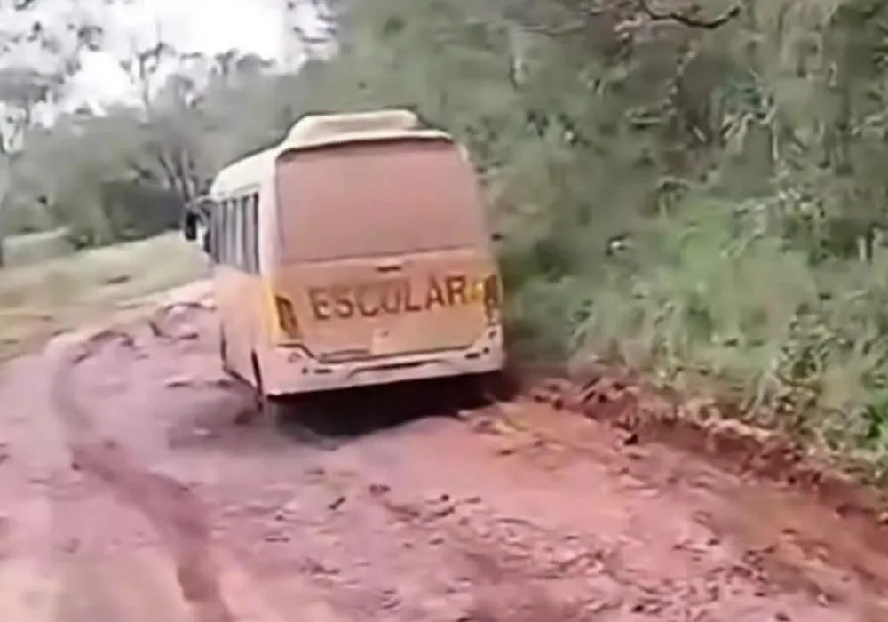 Micro-ônibus escolar foi localizado no fim da tarde de sábado, em uma estrada vicinal de Cruz Alta (Foto: Fábio Marangon)
