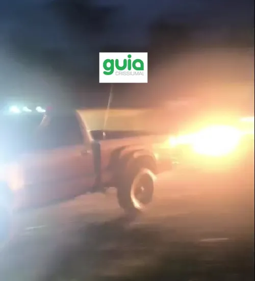 Caminhonete foi apreendida após o condutor perder o controle e sair da estrada (Foto: Reprodução | Guia Crissiumal)