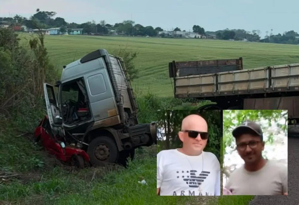 Márcio Nascimento (à esquerda) e Vilmar Kiinh (à direita). Eles estavam em um veículo Fiat Uno. (Foto: Reprodução / Observador Regional)