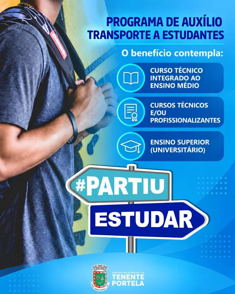 Iniciativa busca auxiliar no custeio dos deslocamentos necessários para que os beneficiários possam frequentar as aulas (Foto: Divulgação | ASCOM Tenente Portela)