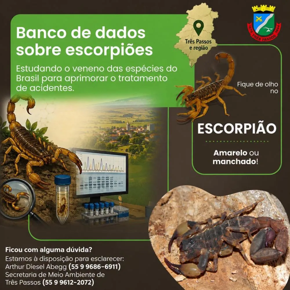 Três Passos busca apoio da população para pesquisa sobre escorpiões