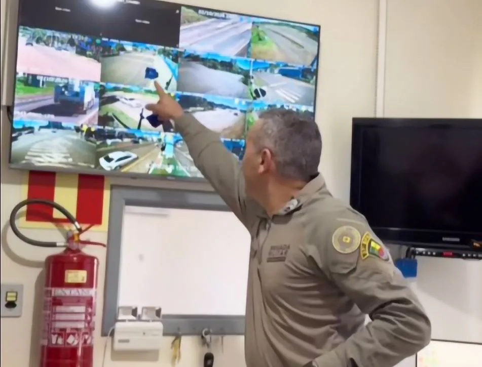 Novo sistema de videomonitoramento de Palmitinho conta com 15 câmeras instaladas em pontos estratégicos da cidade. (Foto: Divulgação LA+)