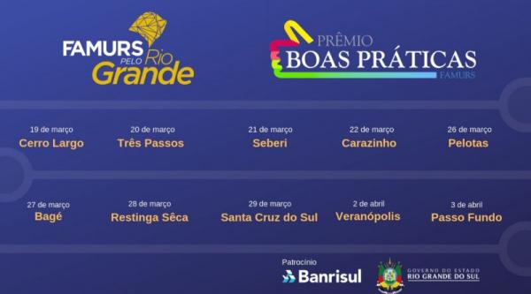 Calendário é composto por dez encontros em várias regiões do Rio Grande do Sul (Arte: Divulgação/FAMURS)