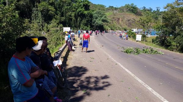 Índios protestam contra a transformação da SESAI em um departamento (Foto: Divulgação/PRF)