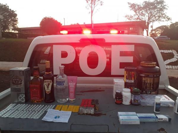 Entre os produtos apreendidos estavam bebidas, suplementos alimentares e anabolizantes (Foto: Divulgação/Brigada Militar)