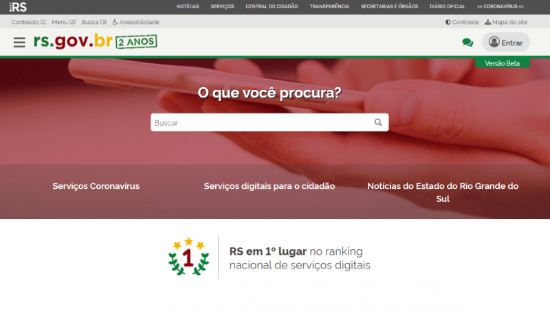 Com dois anos de existência, rs.gov.br concentra 487 serviços estaduais, sendo 63% digitais: meta é chegar a 100% no fim de 2022