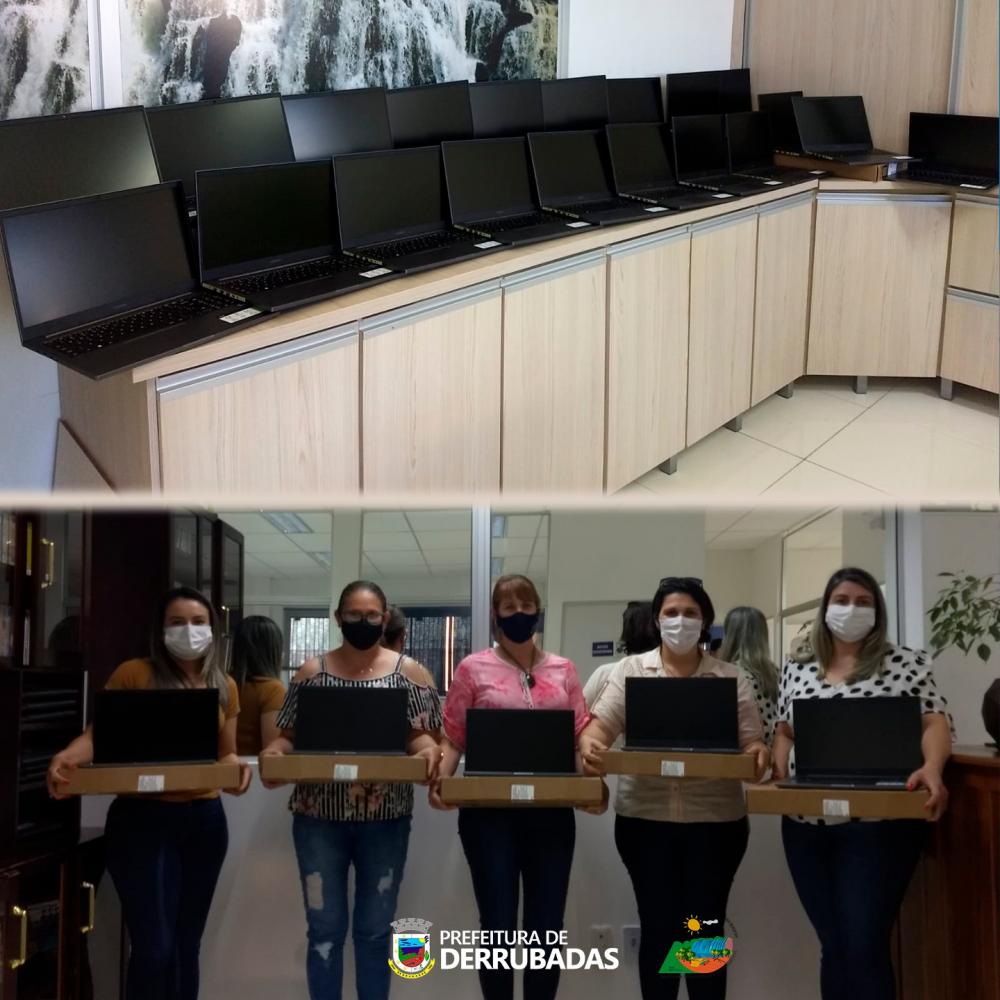 Máquinas já foram entregues para uso nas escolas (Foto: Montagem/Ascom Derrubadas)