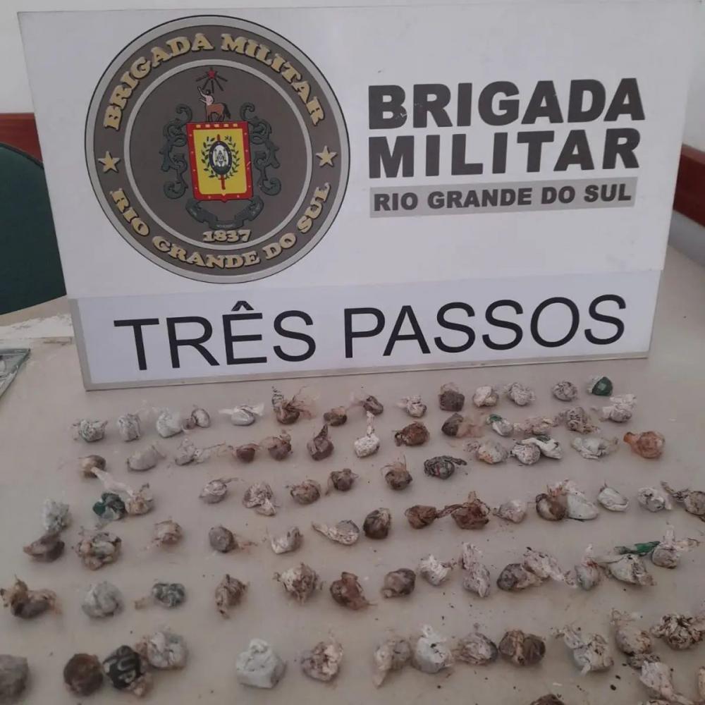 Porções de drogas foram apreendidas e entregues na Delegacia da Polícia Civil de Três Passos (Foto: Divulgação | BM)