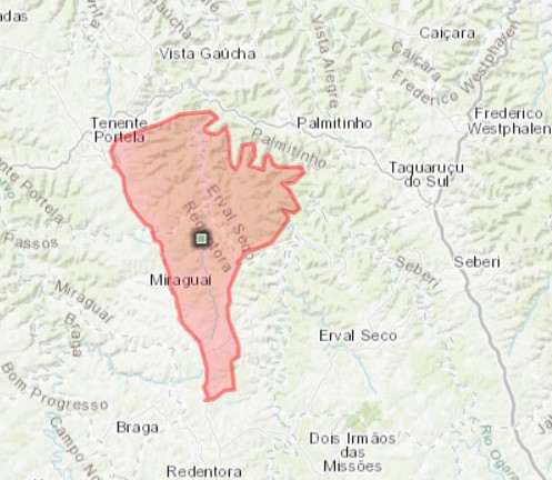 Terra Indígena do Guarita tem 23 mil hectares e fica localizada nos municípios de Tenente Portela, Erval Seco e Redentora (Foto: Reprodução/ Google Maps)