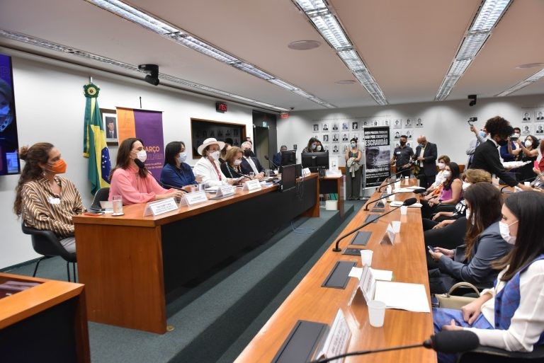 Ato pela assinatura da Convenção 190 da OIT sobre violência e assédio no trabalho - (Foto: Zeca Ribeiro/Câmara dos Deputados)