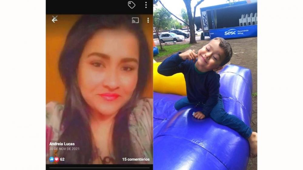 (Andréia Silva da Silva, de 40 anos, e seu filho Lucas Miguel Silva da Rosa, de 03 anos desapareceram por volta das 08hs desta terça-feira, 29. Foto: Reprodução/Observador Regional)