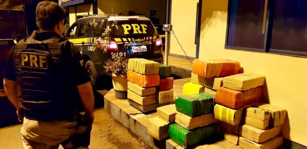 Carga total apreendida chegou a 455 quilos (Foto: Divulgação/PRF)