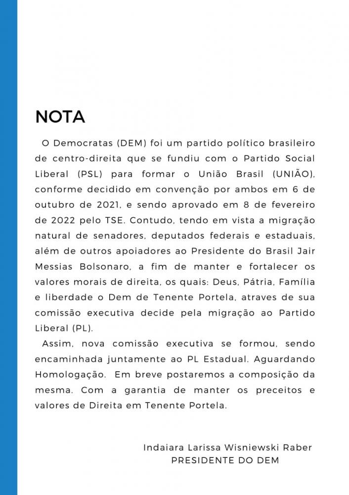 Nota foi divulgada nas redes sociais 