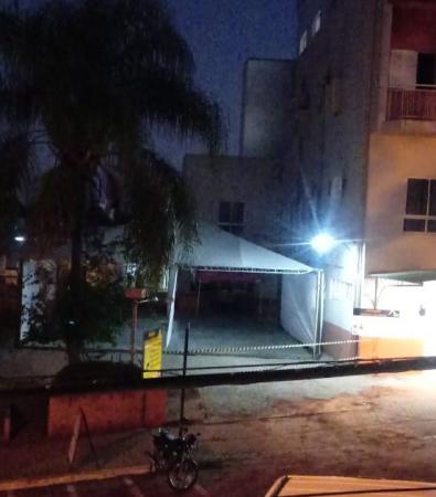 A estrutura foi montada em frente ao HSA em Tenente Portela (Foto: Recebida Via Waths)