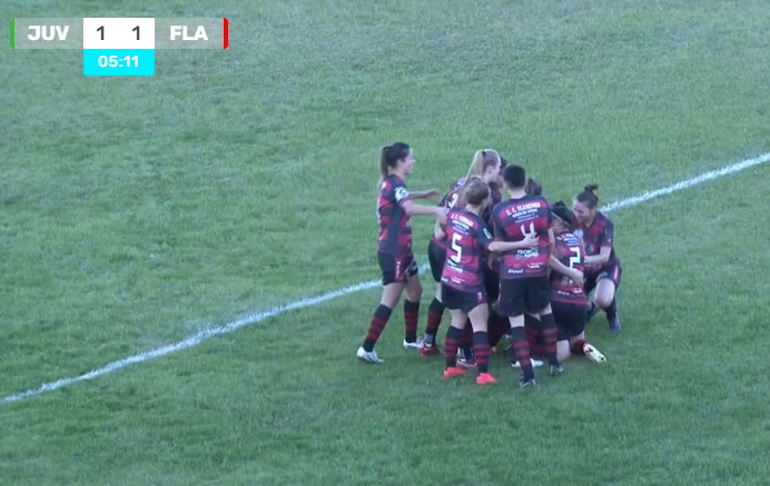 Gurias do Yucumã/Flamengo precisam empatar o jogo de volta para avançar na competição nacional (Foto: Reprodução | Eleven Sports)
