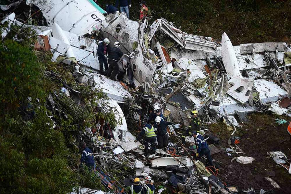 Na queda do voo da Chapecoense, em novembro de 2016, na Colômbia, morreram 71 pessoas (Foto: Raul Arboleda | APF)