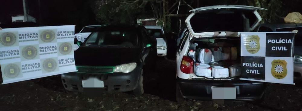 Na ação, foram encontrados 20 galões de defensivos agrícolas importados ilegalmente (Foto: Divulgação | 7º BPM)