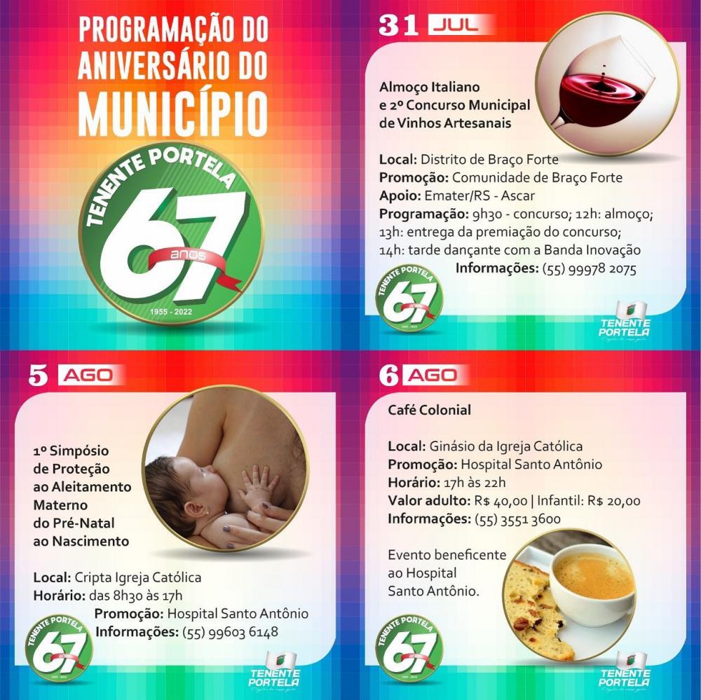 Programação dos primeiros dias de eventos