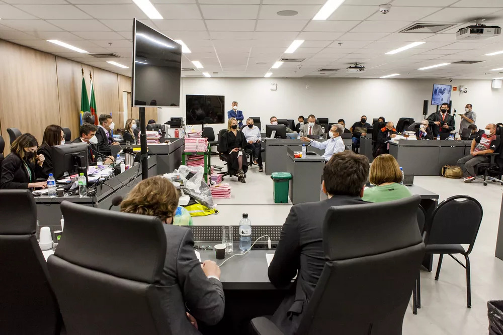 Julgamento da Kiss no dia 3 de dezembro de 2021. (Foto: Juliano Verardi / Imprensa TJRS)