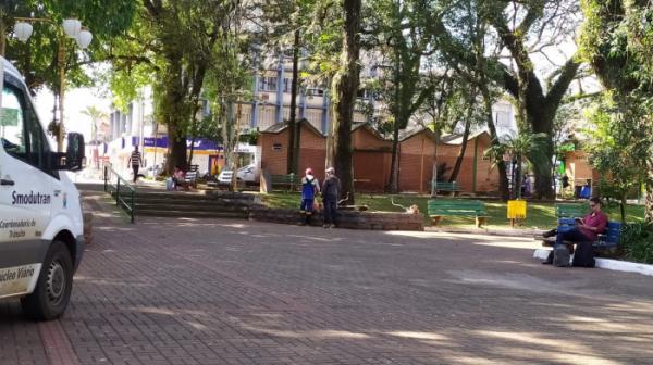 Praça da República, ponto de referência em Ijuí, também está interditada (Foto: Divulgação/ASCOM Ijuí)