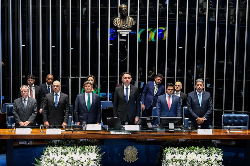 Durante homenagem a Fux, foram lembrados os dois anos "desafiadores", marcados pela pandemia da Covid-19 - Jefferson Rudy/Agência Senado