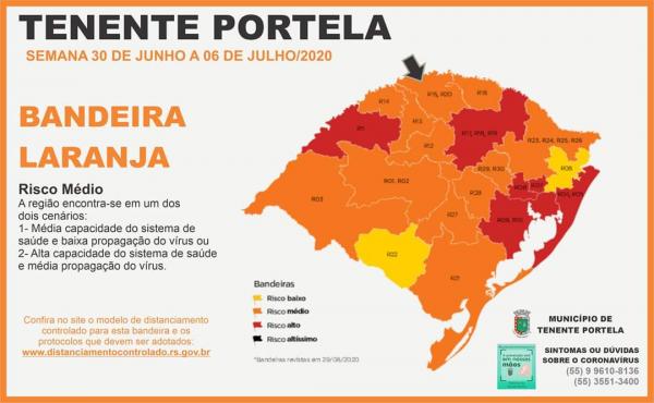 Governo Estadual garantiu bandeira laranja na região por mais uma semana (Arte: Divulgação/ASCOM Tenente Portela)