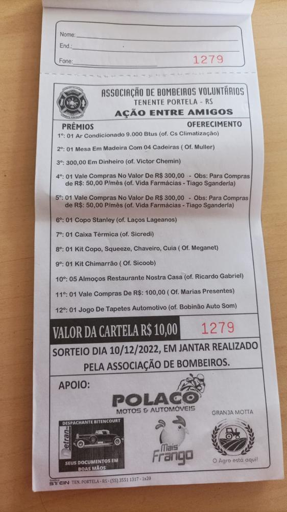 Prêmios que estão sendo sorteados