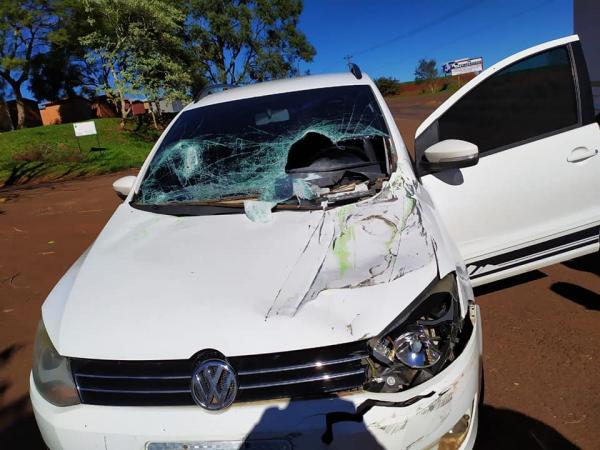 Condutora do VW Space Fox saiu ilesa (Foto Nilmar Reuter)