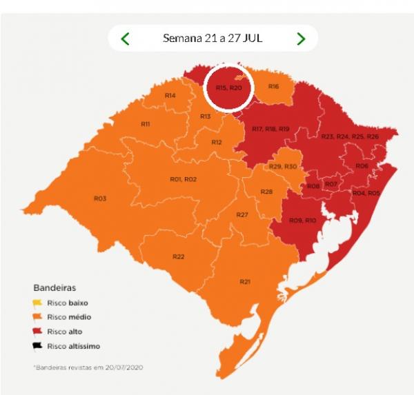 Região permanece na bandeira vermelha por mais uma semana (Arte: Reprodução)