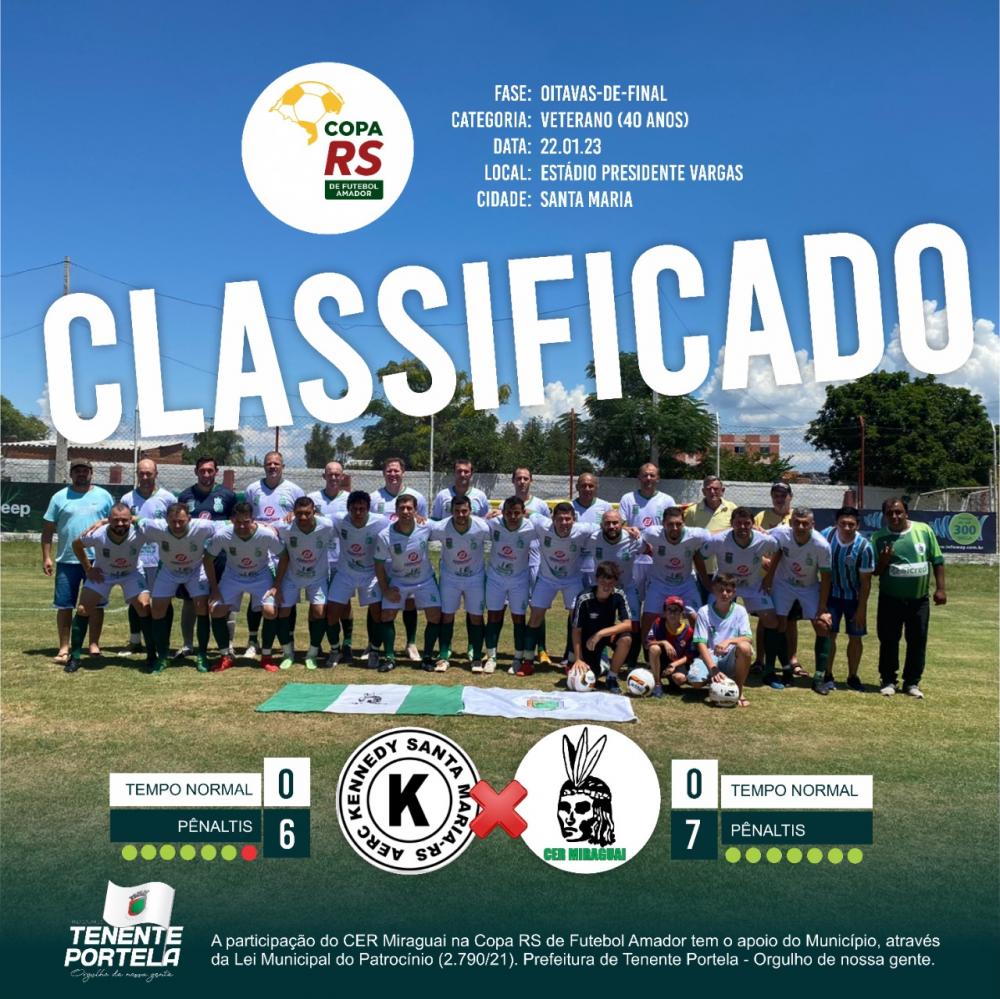 Equipe de veteranos de Tenente Portela superou o AERC Kennedy por 7 a 6 e ficou com a vaga.
